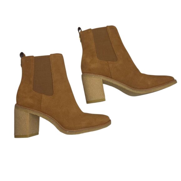 Lauren Ralph Lauren Marianna Camel Water Repellent Suede Chelsea Booties 10B NEW - Picture 7 of 15